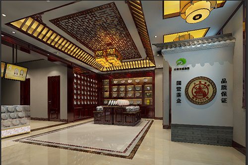 改则古朴典雅的中式茶叶店大堂设计效果图