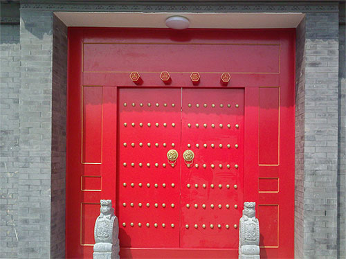 改则中国传统四合院系列朱红色中式木制大门木作